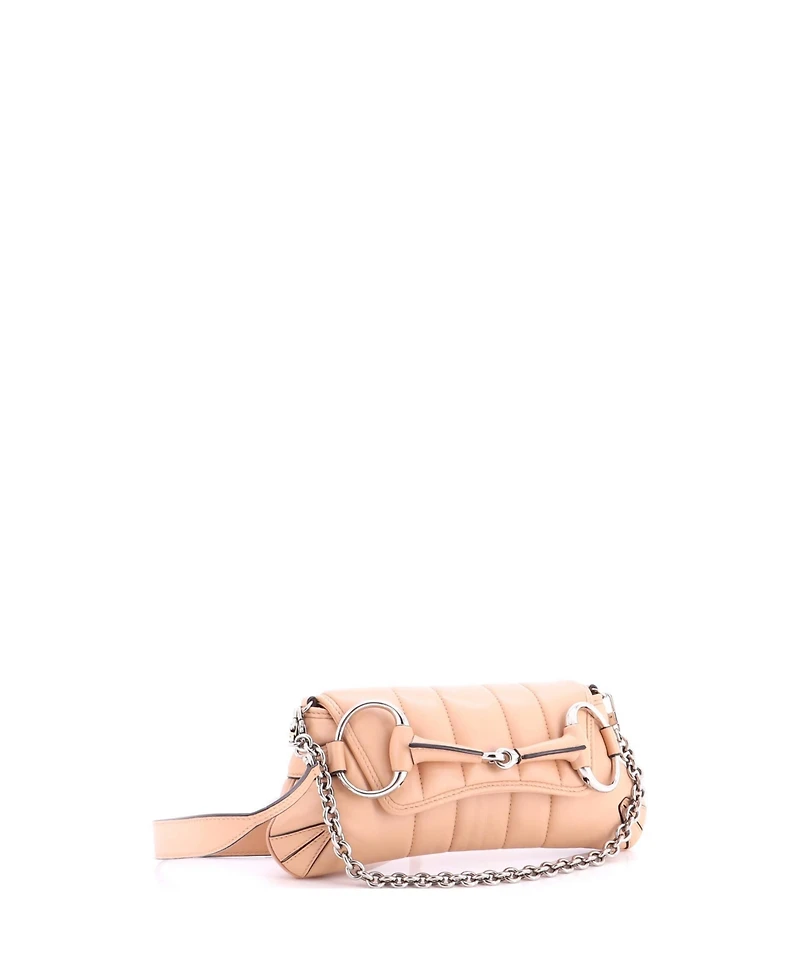 Pre-Owned Gucci Small Horsebit Chain Shoulder Bag Vertical Quilted Leather