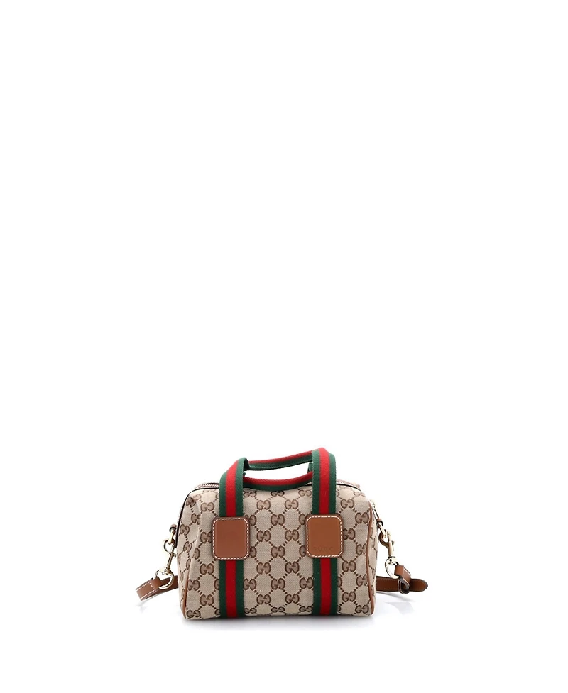 Pre-Owned Gucci Mini Web Boston Bag Gg Canvas