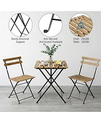 homfan Bistro Table and Chairs Set of 2, 3-Pieces Patio Bistro Set, Folding Design, No Assembly Need, Outdoor/Indoor Outdoor Patio Furniture Set