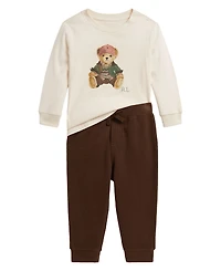 Polo Ralph Lauren Baby Boys' Bear Cotton T-Shirt and Jogger Pants, 2-Piece Set