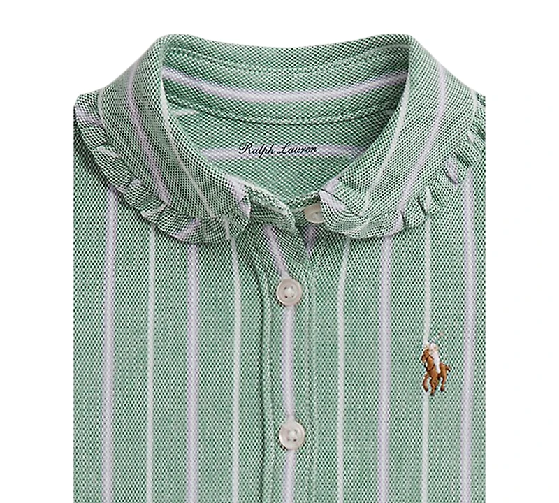 Polo Ralph Lauren Baby Girls' Striped Knit Oxford Shirtdress with Bloomer, 2-Piece Set