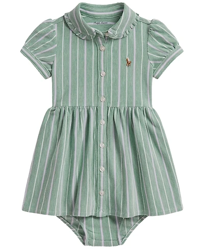Polo Ralph Lauren Baby Girls' Striped Knit Oxford Shirtdress with Bloomer, 2-Piece Set