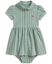 Polo Ralph Lauren Baby Girls' Striped Knit Oxford Shirtdress with Bloomer, 2-Piece Set