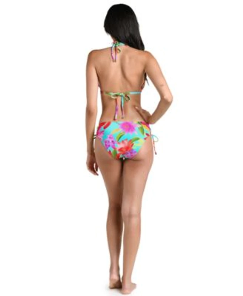 La Blanca Womens Sunset Botanica V Neck Triangle Bikini Top Moderate Coverage Hipster Swim Bottoms