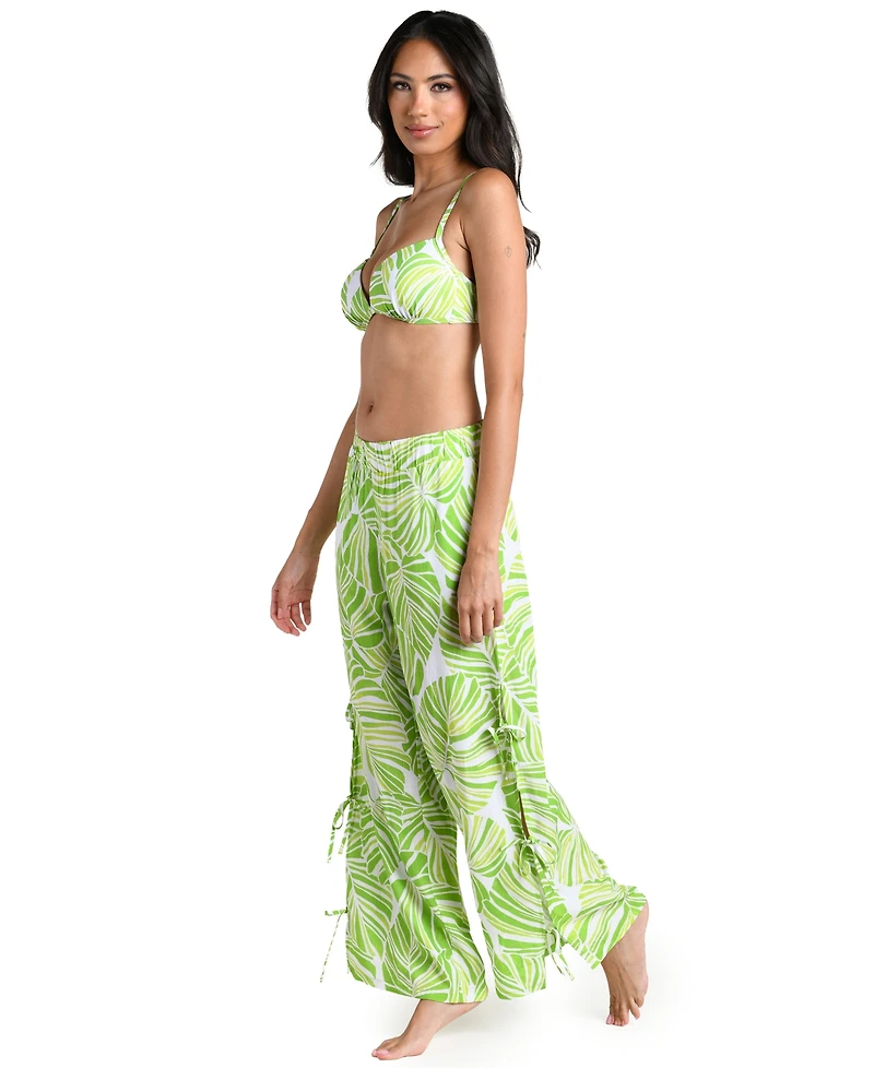 La Blanca Women's Serene Palm Print Pull-On Swim Cover Up Pants