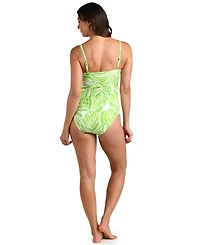 La Blanca Women's Serene Palm Square Neck Tankini Top