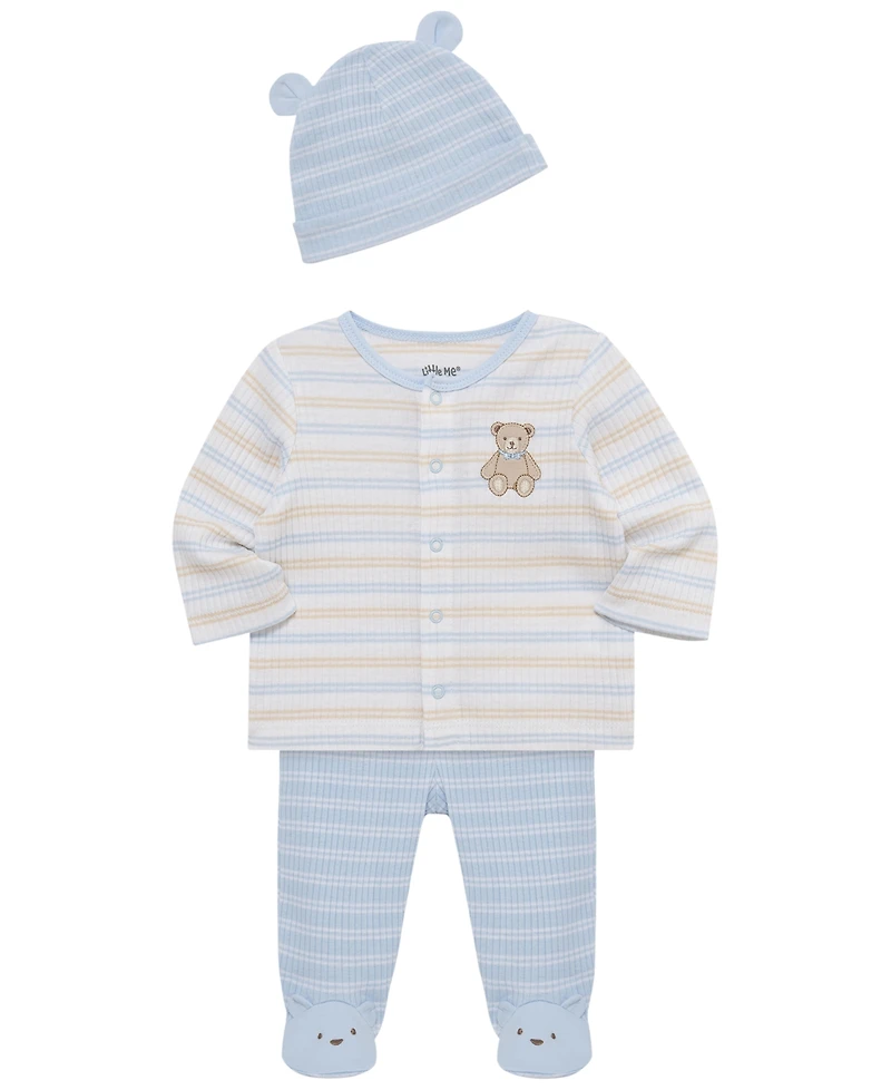 Little Me Baby Boys' Long-Sleeve Cardigan, Pants and Hat, 3-Piece Set