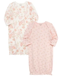 Little Me Baby Girls' Long-Sleeve Floral Sleeper Gowns, 2-Pack