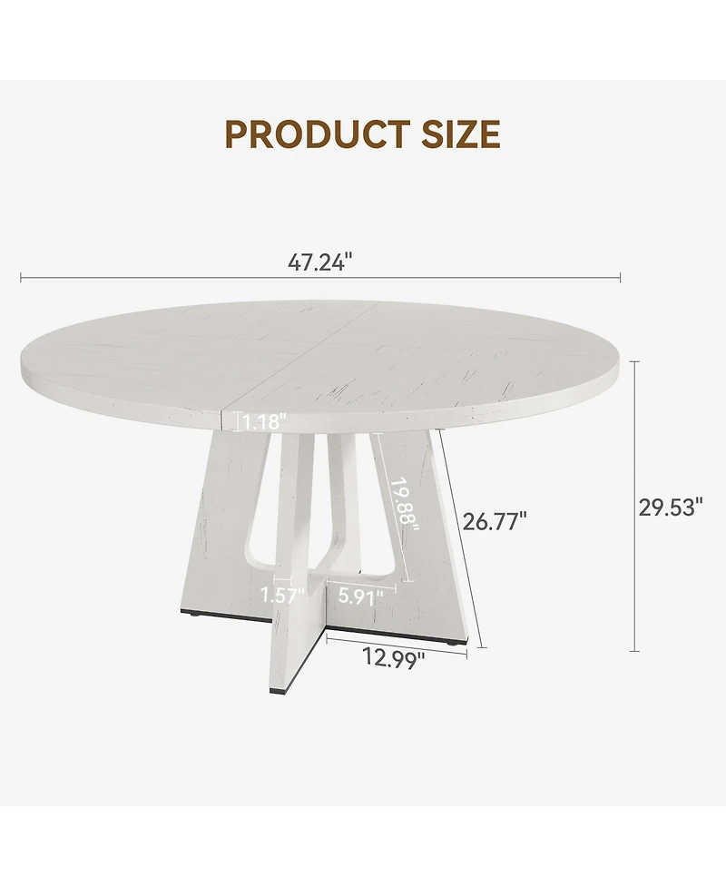gaomon 47 in Round Large Dining Table Set for 4 to 6
