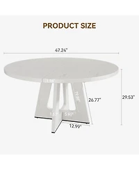 gaomon 47 in Round Large Dining Table Set for 4 to 6