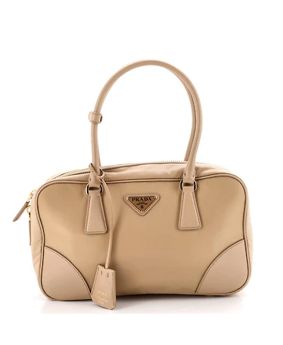 Pre-Owned Prada Medium Re-Edition 1978 Bauletto Bag Re-Nylon with Saffiano Leather