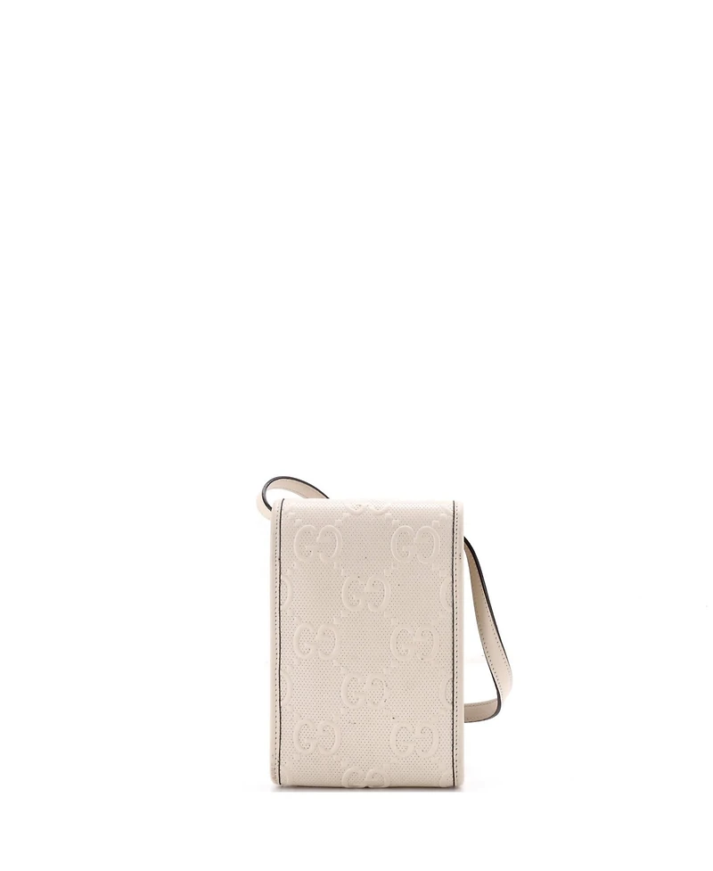 Pre-Owned Gucci Mini Flap Crossbody Bag Gg Embossed Perforated Leather