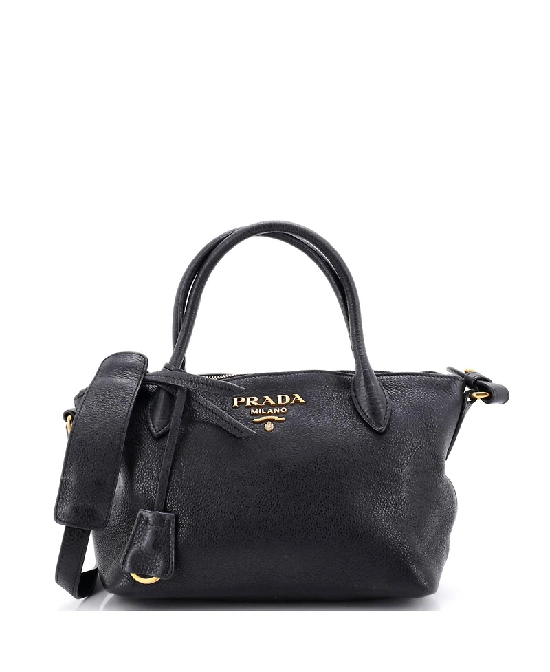 Pre-Owned Prada Small Dual Strap Zip Tote Vitello Daino