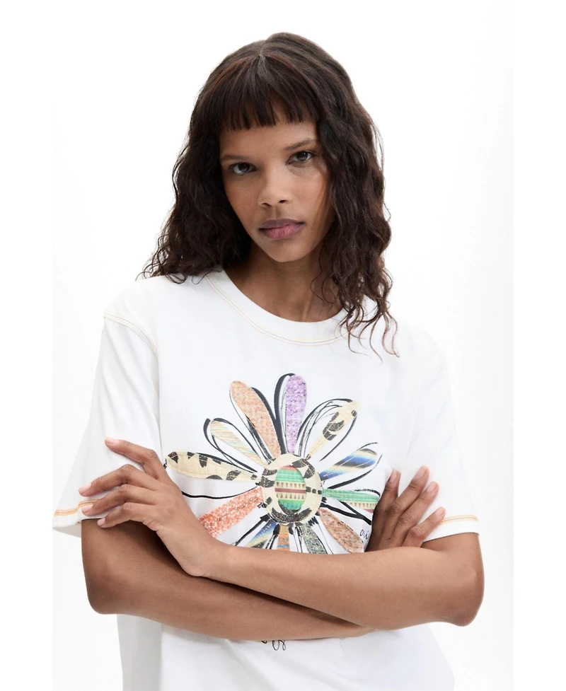 Desigual Women's Floral Print T-shirt 100% Cotton