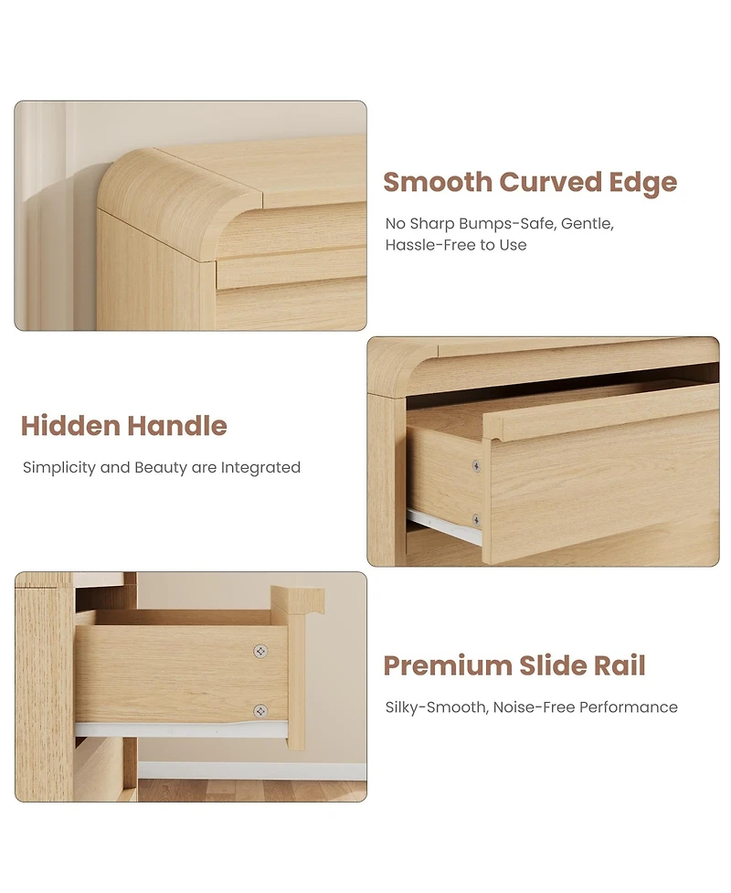 homfan Modern Arched 5-Drawer Dresser, 45" Tall Freestanding Storage Chest with Large Drawers, Mdf Construction, Bedroom and Living Room