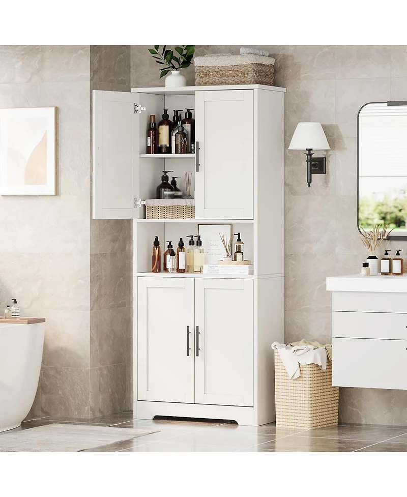 homfan 70" Tall Kitchen Pantry Cabinet with Doors and Adjustable Shelves Freestanding Storage Cupboard for Living Room Dining Room Bathroom