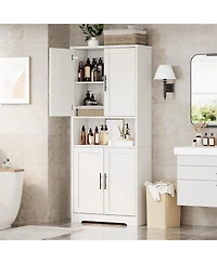 homfan 70" Tall Kitchen Pantry Cabinet with Doors and Adjustable Shelves Freestanding Storage Cupboard for Living Room Dining Room Bathroom