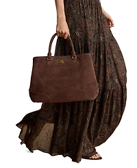 Lauren Ralph Suede Marcy Large Satchel Handbag