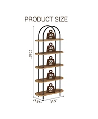 homfan 71" Tall 5-Tier Arched Bookshelf Metal Frame Open Storage Rack with Anti-Tipping Straps and Adjustable Feet for Bedroom Living Room Office