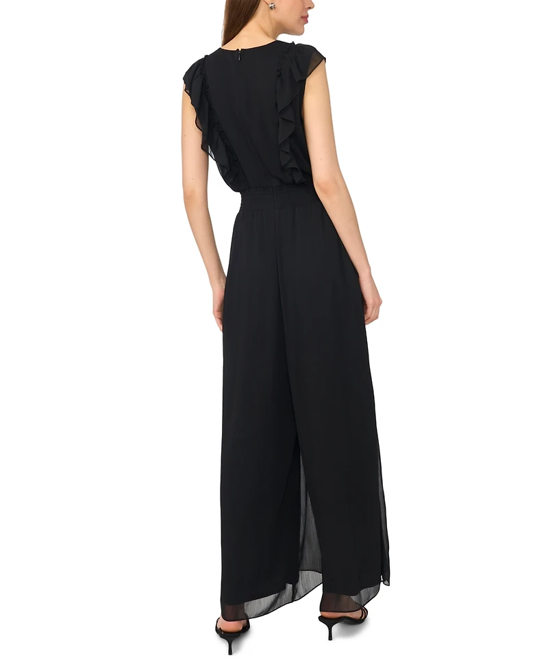 Msk Women's Surplice Flutter Sleeve Smocked Waist Jumpsuit