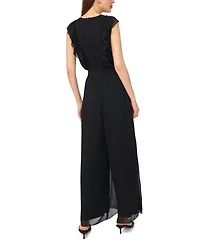 Msk Women's Surplice Flutter Sleeve Smocked Waist Jumpsuit