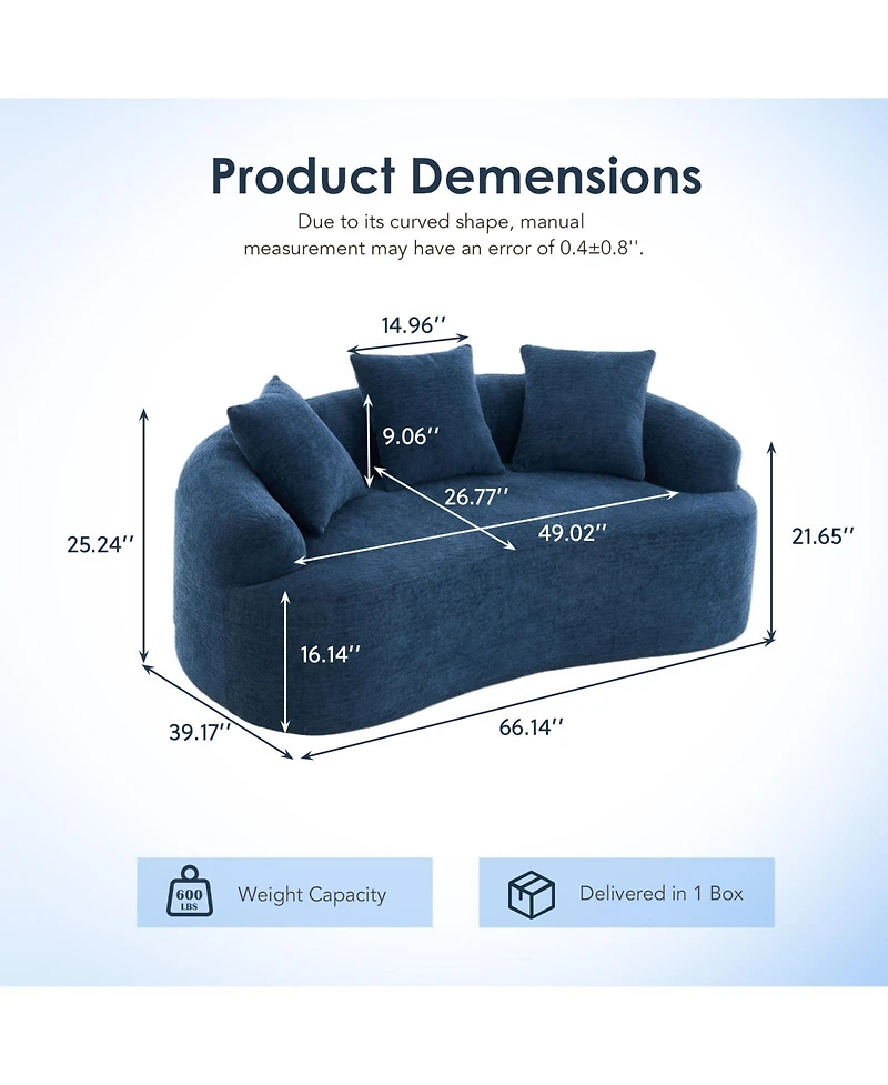 Sailvan Curved Loveseat No-Assembly Chenille Sofa for Small Spaces