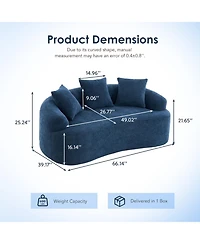 Sailvan Curved Loveseat No-Assembly Chenille Sofa for Small Spaces