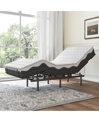 homfan Twin Adjustable Bed Frame, Wireless Remote, Memory Function, Head and Foot Lift Incline for Lying Reading Watching Tv Fatigue Backache