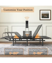 homfan Adjustable Bed Frame, Wireless Remote, Memory Function, Base Head and Foot Lift Incline, Quiet Motor for Reading Watching Tv Fatigue Backache