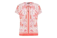 Olsen Women's Ornamental Botanic Print Split Neck T-Shirt