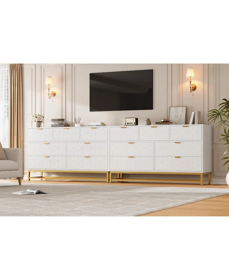 gaomon Dresser for Bedroom, 53.5" Wide Dresser Organizer, 7 Drawer with Metal Handle and Legs, Modern Chest of Drawers for Closet, Hallway