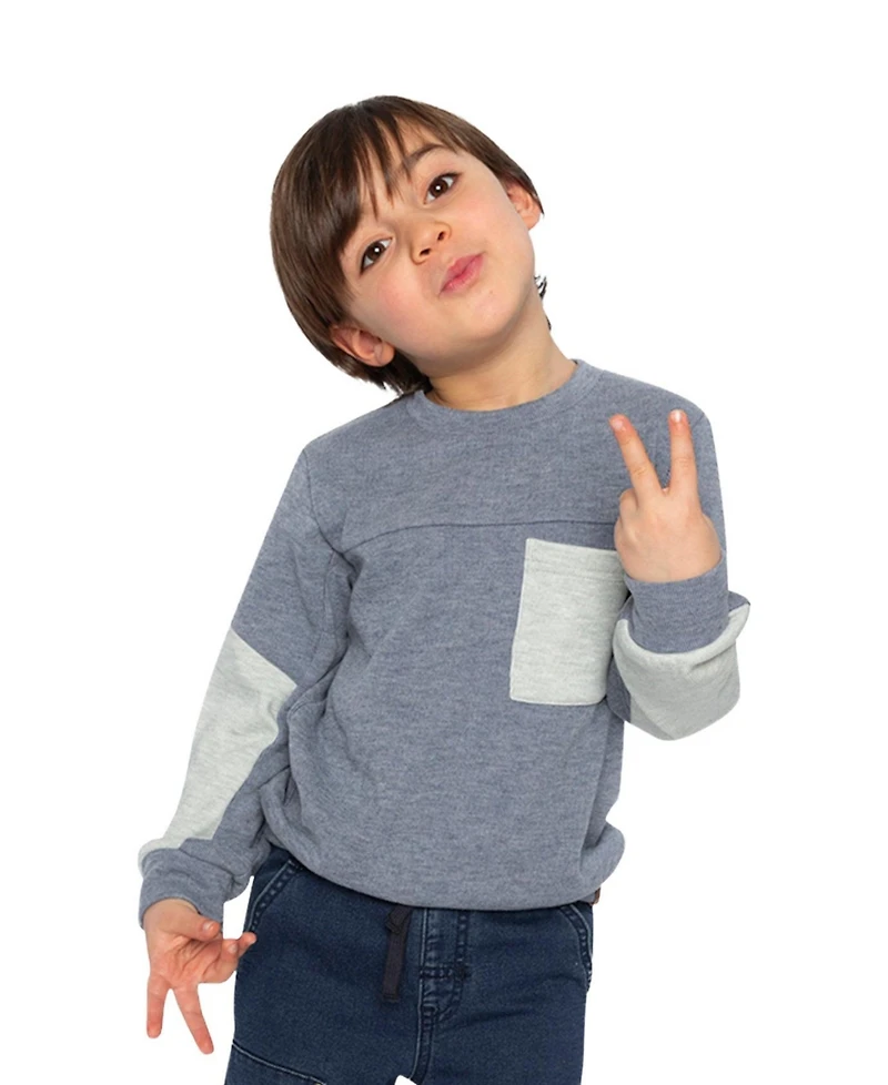 Deux par Little Boys 6-12 Color block Brushed Jersey Top with Chest Pocket