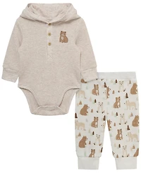 Little Me Baby Boys' Bear Long-Sleeve Bodysuit and Pants, 2-Piece Set