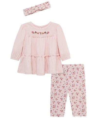 Little Me Baby Girls' Ditsy Tunic Long-Sleeve Top, Leggings and Headband, 3-Piece Set
