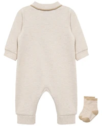 Little Me Baby Boys' Safari Long-Sleeve Coverall and Socks, 2-Piece Set