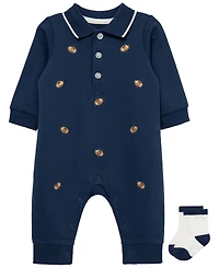 Little Me Baby Boys' Football Coverall and Socks, 2-Piece Set