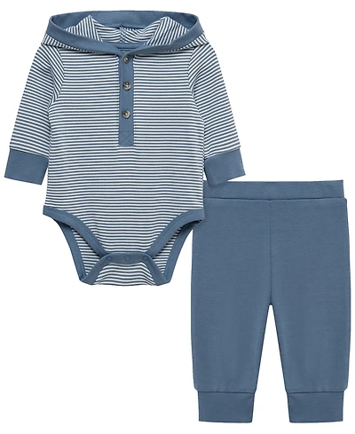 Little Me Baby Boys' Bear Long-Sleeve Hooded Bodysuit and Pants, 2-Piece Set