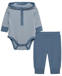 Little Me Baby Boys' Bear Long-Sleeve Hooded Bodysuit and Pants, 2-Piece Set