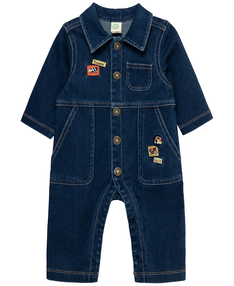 Little Me Baby Boys' Construction Crew Denim Coverall