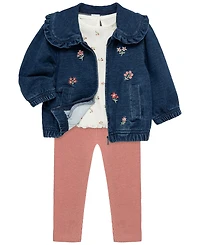 Little Me Baby Girls' Floral Long-Sleeve Top, Jacket and Leggings, 3-Piece Set
