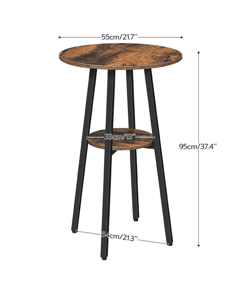 Slickblue 2-Tier Round Bar Table with Storage Shelf for Compact Living Spaces