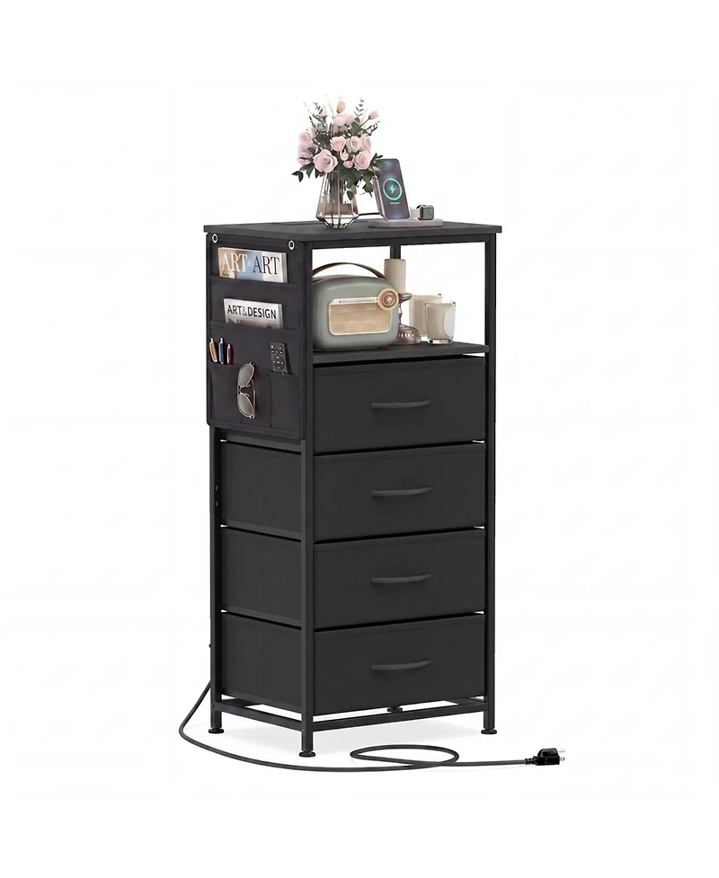 Slickblue Modern Nightstand 34" with Charging Station and Storage