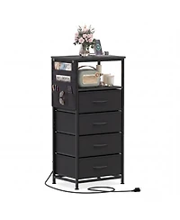 Slickblue Modern Nightstand 34" with Charging Station and Storage