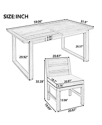 Asagikoiai Farmhouse 5-Piece Acacia Wood Patio Dining Set with Adjustable Legs