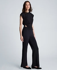 Kenneth Cole Women's High-Rise Zip-Back Flare Pants