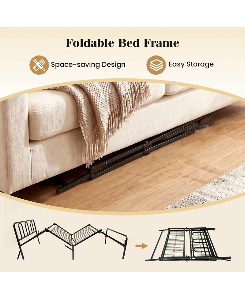 Gymax Twin Foldable Bed Frame With Headboard and Footboard Under-Bed Storage for Dorm