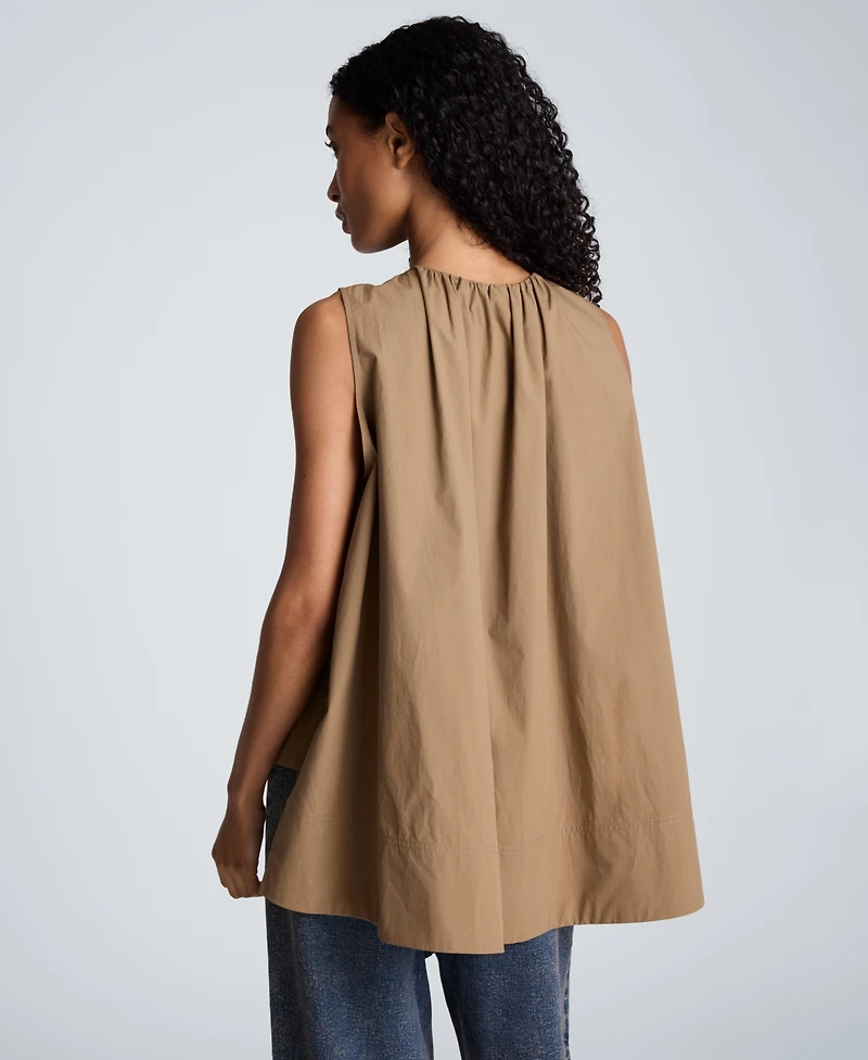 Kenneth Cole Women's High-Low Tent Poplin Top