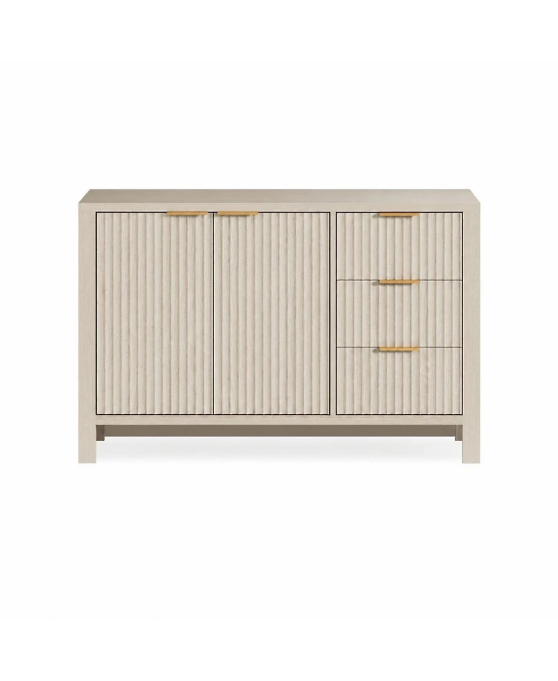 homfan Fluted Sideboard Storage Cabinet with Doors, Drawers and Adjustable Shelves for Dining Room or Living Room