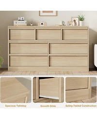 homfan 7 Drawer Dresser for Bedroom, Modern Wooden Chest, Spacious Organizer Living Room, Nursery, Entryway, Hallway, Closet, Bedroom