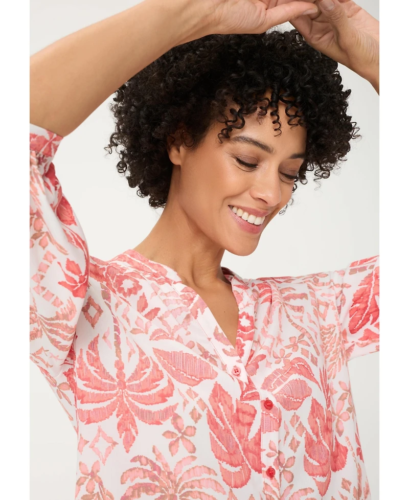 Olsen Women's Ornamental Botanic Print Tunic Shirt
